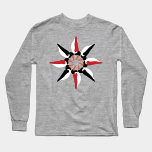 Red and Black Oystercatcher circle pattern Long Sleeve T-Shirt